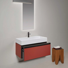 ANTONIO LUPI ATELIER Тумба под раковину 900х500х375 мм., 1 ящик SLIM H18, рама Bronzo, боковины Terracotta goffrato, фронт Terracotta goffrato