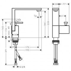Axor Edge Смеситель для раковины, на 1 отв., с донным клапаном push/open, излив 175мм, цвет: золото
