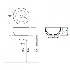 AZZURRA ELEGANCE CIRCLE раковина чаша 40х40х20см без отв. под смеситель , цвет Tortora