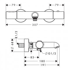 Axor Citterio M Cмеситель для ванны, настенный, термостатический, цвет: шлифованное золото