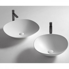 Antonio Lupi Velo Раковина накладная 45х45см, без отв под смес, без перелива, с д/клапаном (хром), мат-л: Flumood, цвет: белый