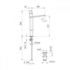 Bossini Cube Смеситель для раковины на 1 отв., супер-высокий с заглушкой 1/4, цвет: никель шлифованньій