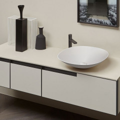 Antonio Lupi Velo Раковина накладная 45х45см, без отв под смес, без перелива, с д/клапаном (хром), мат-л: Flumood, цвет: белый