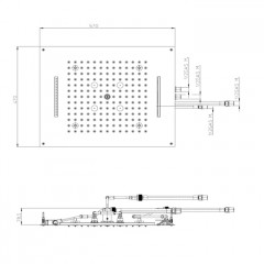 BOSSINI DREAM/4 Верхний душ 570x470mm, с 4 LED RGB, 4 режима (дождь, каскад, водопад, туман) блок питания/управления, Cromoterapia, цвет: черный мат