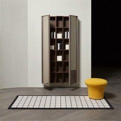 ANTONIO LUPI BEMADE Пенал 360х216х1750мм, подвесной, правый, 1 дверца, 5 полок, боков справа Rovere thermo, рама Zirconio, фронт стекло Acidato bronzo