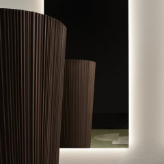 ANTONIO LUPI PLISSE Раковина напольная Ø470х850 мм, слив в пол, с сифоном, дон клап и гибк шланг, Flumood, отделка снаружи Corten powder, внутри белый