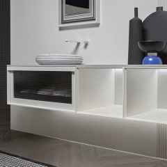 ANTONIO LUPI COLLAGE "WHITE" Зеркало 540х750х54 мм., 3-х слойное, два слоя с печатью и один зеркальный, в алюминиевой раме, отделка белый матовый