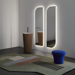 ANTONIO LUPI PLISSE Раковина напольная Ø470х850 мм, слив в пол, с сифоном, дон клап и гибк шланг, Flumood, отделка снаружи Corten powder, внутри белый