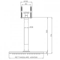 BOSSINI DREAM-RECTANGULAR Верхний душ 500 x 400 mm 1 режим - держателем вертикальным 300 x 36 mm, цвет: хром