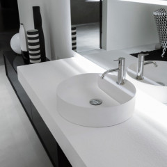 ANTONIO LUPI SIMPLO Раковина Ø450х110 мм, для установки на столешницу, с самотечным донным клапаном, Flumood, цвет белый