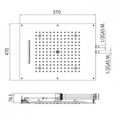 BOSSINI DREAM/2 Верхний душ 570 x 470 mm, 2 режима (дождь, водопад), с 4 LED (белый), блок питания/управления, цвет: хром
