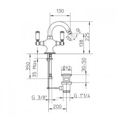 Bossini Liberty Смеситель для биде на 1 отв., с поворотным изливом и заглушкой 1/4, цвет: хром