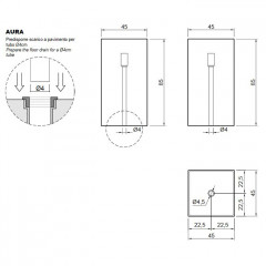 ANTONIO LUPI AURA Раковина напольная 450х450х850 мм., слив в пол, без отв для смесит, с дон клапаном, сифоном и трубой слива, Cristalmood, цвет Ocra