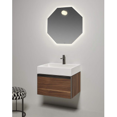 ANTONIO LUPI GESTO Тумба под раковину 630х500х500 мм., 1 ящик SLIM H18, рама Titanio, отделка боковин Noce canaletto, фасад Noce canaletto