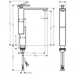 Axor Edge Смеситель для раковины, на 1 отв., с донным клапаном push/open, излив 180мм, цвет: золото