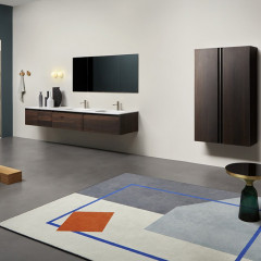 ANTONIO LUPI ATELIER Тумба под раковину 900х540х375 мм., подвесная, 1 ящик, ручка C, боковина справа Rovere thermo, рама черн мат, фронт Rovere thermo