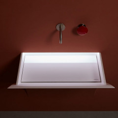 ANTONIO LUPI STRAPPO Раковина встраиваемая в стену 830х790х480 мм., с подсветкой, с донным клап, сифон, гибким шлангом и трансф, Corian, цвет белый