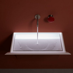 ANTONIO LUPI STRAPPO Раковина встраиваемая в стену 830х790х480 мм., с подсветкой, с донным клап, сифон, гибким шлангом и трансф, Corian, цвет белый