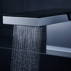 Axor MyEdition Смеситель для раковины 70, на 1 отв., излив 200мм, с донным клапаном, цвет: хром/черное стекло