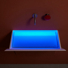 ANTONIO LUPI STRAPPO Раковина встраиваемая в стену 830х790х480 мм., с подсветкой, с донным клап, сифон, гибким шлангом и трансф, Corian, цвет белый