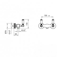 Bossini Liberty Смеситель для душа, наружный с выходом на 1/2цвет: хром