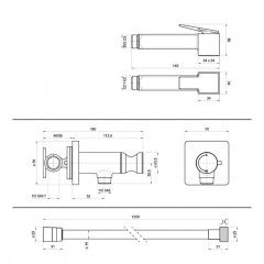 BOSSINI CUBE Гигиенический душ с прогрессивным смесителем, лейка металлическая, шланг Cromolux, цвет черный матовый