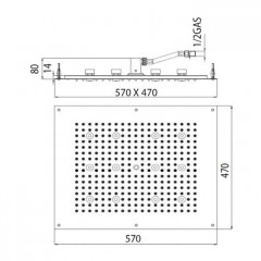 BOSSINI DREAM-RECTANGULAR Верхний душ 570x470 mm, с 12 LED RGB, блок питания/управления, Cromoterapia, цвет: белый матовый