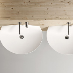 Antonio Lupi Venere Раковина подвесная овальная, 40х60см, без отв под смес, без перелива, с д/клапаном (хром), мат-л: Flumood, цвет: белый