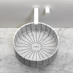 ANTONIO LUPI FONTE Раковина Ø450х150 мм., для установки на столешницу, в комплекте с донным клапаном, мрамор Carrara