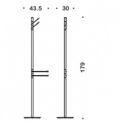 Colombo Isole Piantane Напольная стойка 178см, с 2 держателями для полотенец, 2 крючка, цвет: хром