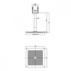 BOSSINI DREAM-CUBE Верхний душ 300 x 300 mm 1 режим - держателем вертикальным 300 x 36 mm, цвет: хром