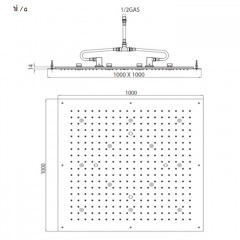 BOSSINI DREAM-XL CUBE Верхний душ 1000 x 1000 mm, с 12 LED RGB, блок питания/управления, Cromoterapia, цвет: хром