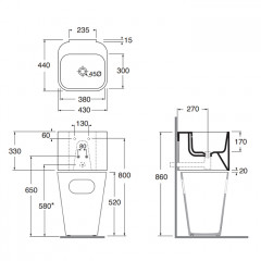 AZZURRA TANDEM Раковина подвесная 44х43см без отв. под смеситель, Tortora