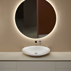 Antonio Lupi Venere Раковина подвесная овальная, 40х60см, без отв под смес, без перелива, с д/клапаном (хром), мат-л: Flumood, цвет: белый