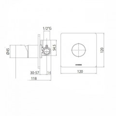 Bossini Oki Смеситель для душа на 1 выход (внешняя часть -настенная накладка, ручка и кнопка круглой формы), цвет: хром