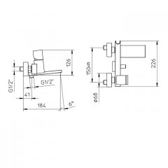 Bossini Cube Смеситель наружный с девиатором, держатель для душевой лейки с гибким соединением 1/2, цвет: черньій матовьій