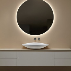 Antonio Lupi Venere Раковина подвесная овальная, 40х60см, без отв под смес, без перелива, с д/клапаном (хром), мат-л: Flumood, цвет: белый