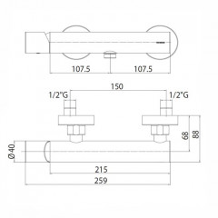 Bossini Oki Смеситель для душа, наружный с выходом на 1/2, цвет: золото