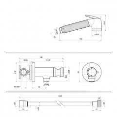BOSSINI NIKITA Гигиенический душ с прогрессивным смесителем, лейка металлическая, шланг Cromolux, цвет черный матовый