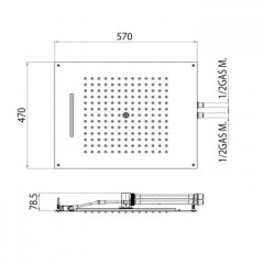 BOSSINI DREAM/2 Верхний душ 570 x 470 mm, 2 режима (дождь, водопад), цвет: хром