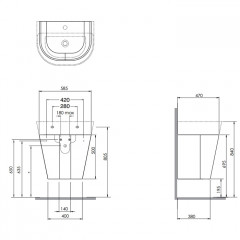 AZZURRA FORMA Тумба подвесная для раковины 65 см, с 2 дверцами, 60х47х50 см, цвет Cement
