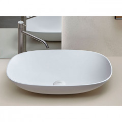 Antonio Lupi Velo Раковина накладная 35х63см, без отв под смес, без перелива, с д/клапаном (белый), мат-л: Flumood, цвет: белый