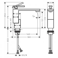 Axor Edge Смеситель для раковины, на 1 отв., с донным клапаном push/open, излив 160мм, цвет: черный