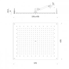 BOSSINI PARIS-RECTANGULAR Верхний душ 570 x 470 mm, FLAT, цвет: хром