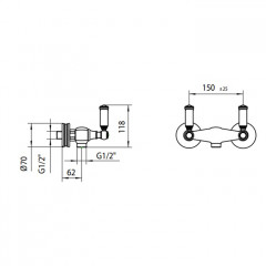 Bossini Liberty Смеситель для душа, наружный с выходом на 1/2цвет: античная бронза