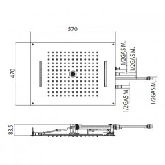 BOSSINI DREAM/4 Верхний душ 570 x 470 mm, 4 режима (дождь, каскад, водопад моноструя), цвет: хром