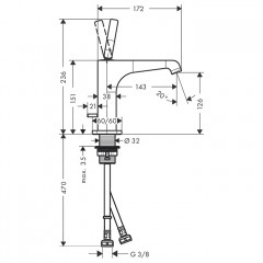 Axor Citterio E Смеситель для раковины, на 1 отв., излив 14.3см, с донным клапаном, цвет: шлифованное золото