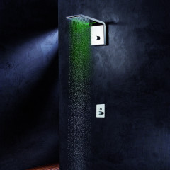 Bossini Syncro Настенный верхний душ из сталимc 3-мя режимами, однo подключение 1/2для предварительно смешанной воды, с хромотерапией, цвет: хром