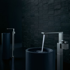 Axor Edge Смеситель для раковины, напольный, с донным клапаном push/open, излив 235мм, алмазная огранка, внешняя часть, цвет: хром