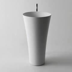 Antonio Lupi Tuba Напольная раковина 50.4х50.4см, без отв, без перелива, с д/клапаном (хром), сифоном, слив в пол, мат-л: Flumood,  цвет: белый